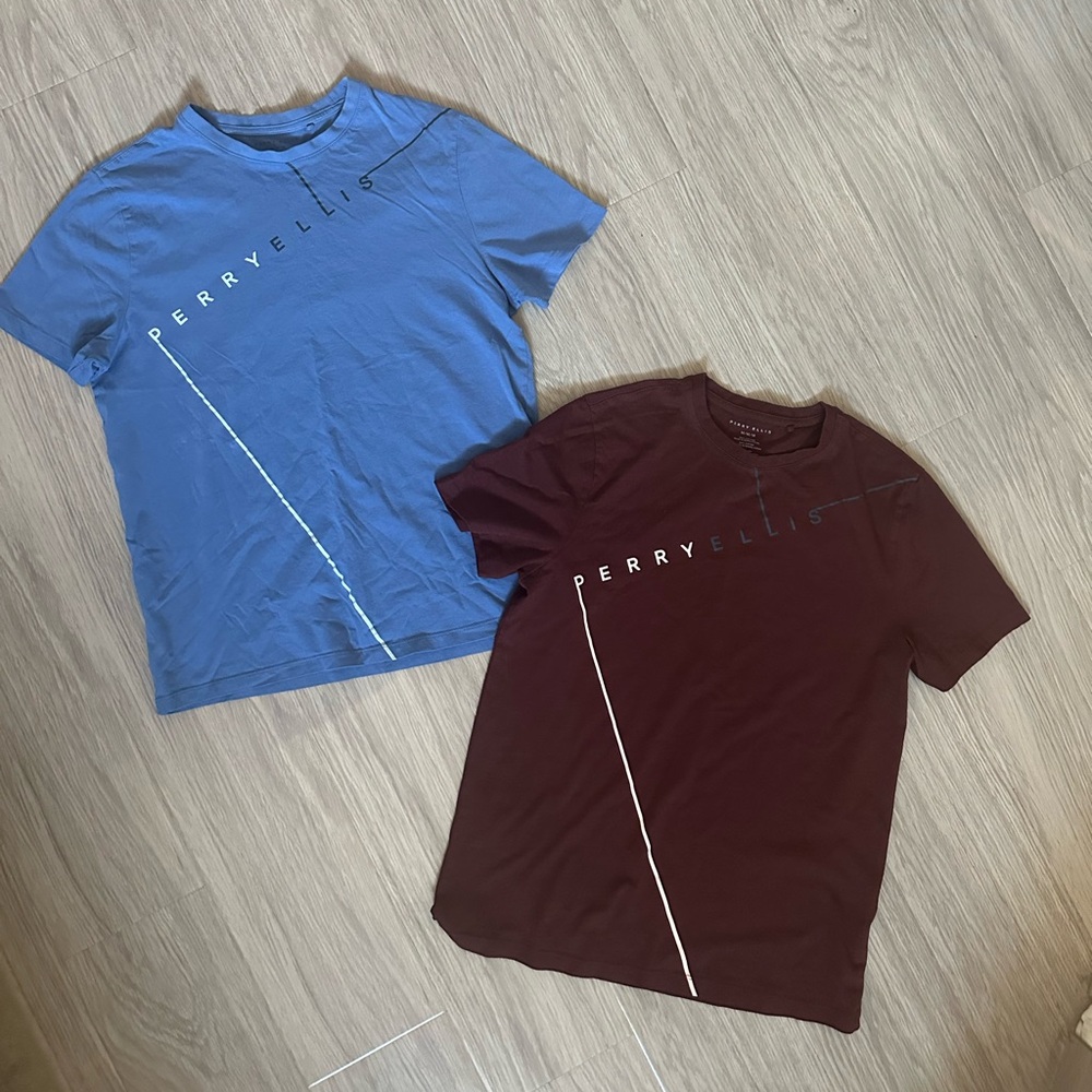 Perry Ellis Blue and Garnet  Graphic Tees